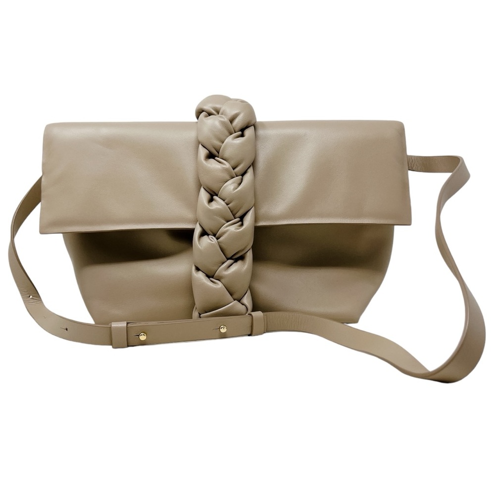 DeMellier Tan Crossbody Bag with Braided Detail and Adjustable Strap